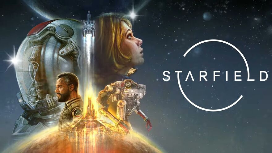 Starfield characters looking in different directions with the starfield logo to the right