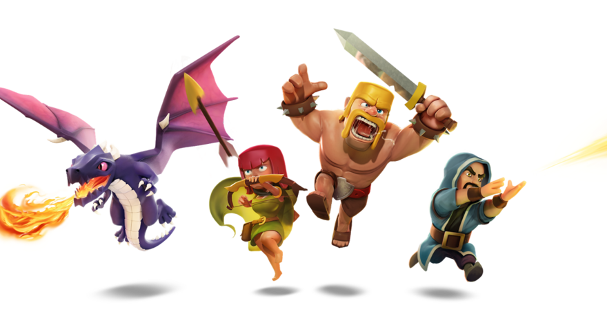 Personnages de Clash of Clans courant vers la caméra